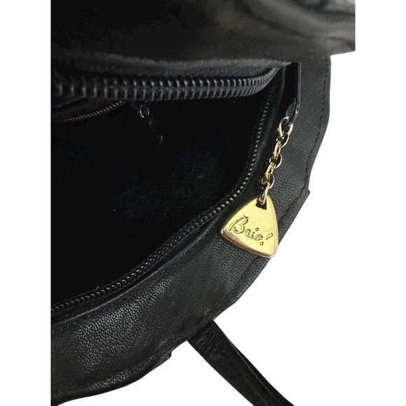 Vintage BRIO! Buttery Soft Leather Scallop Shell Crossbody Bag Purse Black Korea - Picture 4 of 8